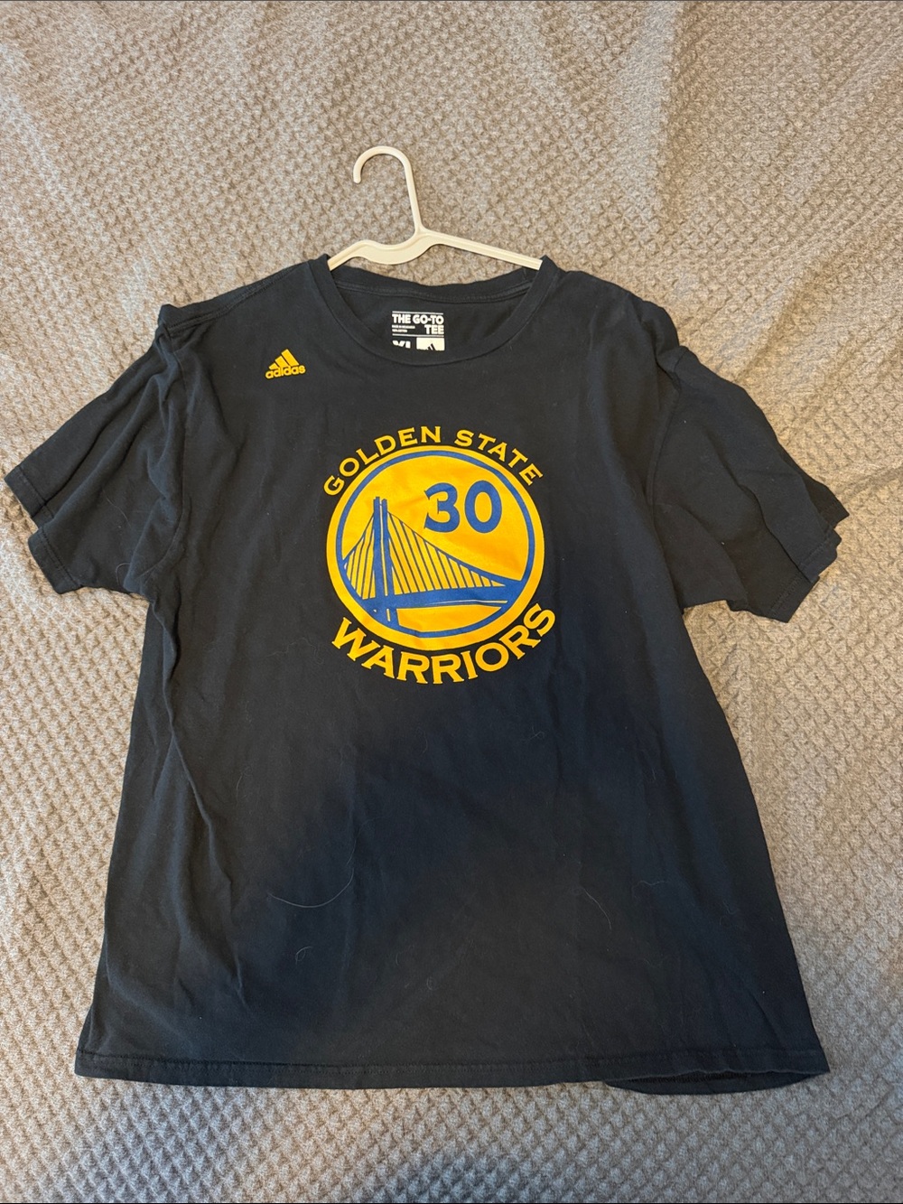 adidas Black and Yellow Golden State Warriors Logo Tee